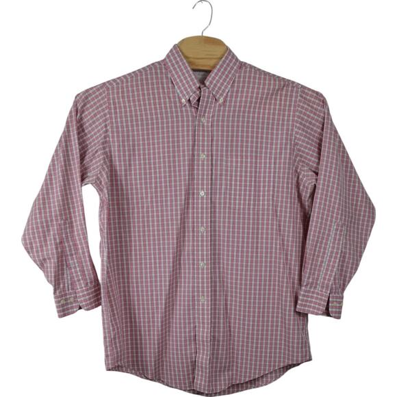 Red & White Gingham Dress Shirt – Button Down Collar XL - Picture 1 of 4